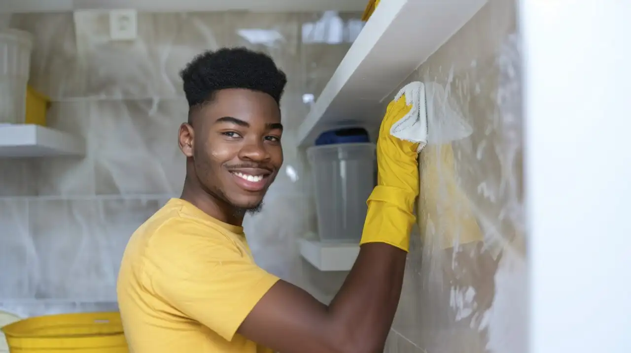 Man doing household tasks